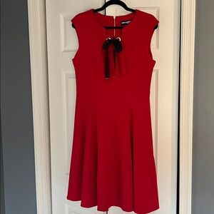 Karl Lagerfeld Vibrant Red Dress with Black Accents